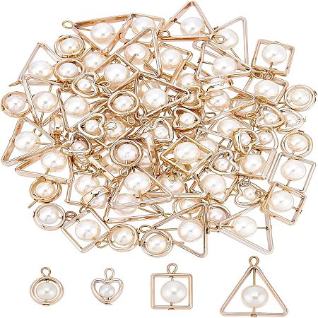 CHGCRAFT 80Pcs 4 Style ABS Plastic Imitation Pearl Pendants PACR-CA0001-11-1