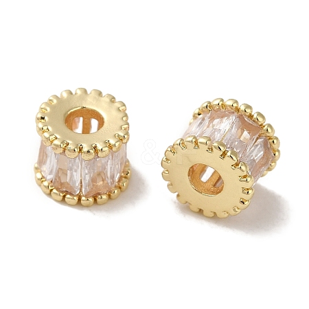 Rack Plating Brass Pave Clear Cubic Zirconia Beads KK-M285-29G-1