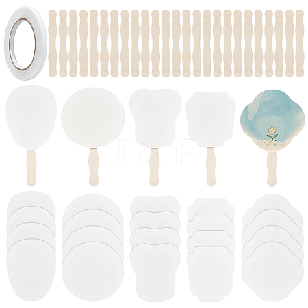 30Pcs 5 Styles Paper Hand Held Fan DIY-CU0001-02-1