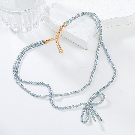 Acrylic Double Layer Necklaces NJEW-K384-07-1