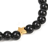12 Zodiac Sign Natural Black Obsidian Round Beads Stretch Bracelets for Men Women WG228FC-07-2