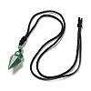 Natural Green Aventurine Conical Pendulum Pendant Necklace with Nylon Cord for Women NJEW-B106-01C-2