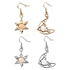 2 Pairs 2 Colors Moon & Sun Alloy Dangle Earrings EJEW-GO0002-21-1