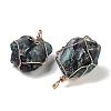 Raw Rough Natural Fluorite Copper Wire Wrapped Big Pendants G-B077-01G-04-2