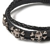 Leather & Waxed Cords Triple Layer Multi-strand Bracelets BJEW-F468-10-01-2