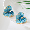 Flower Alloy Stud Earrings. with Rhinestone and Enamel FS-WGB7941-01-1