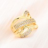 Brass Micro Pave Clear Cubic Zirconia Cuff Rings RJEW-U047-13G-1