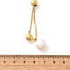 304 Stainless Steel Round Shell Pearl Pendant Lariat Necklaces for Women NJEW-U031-04G-4