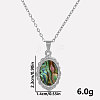 304 Stainless Steel Pave Natural Paua Shell Lace Edged Oval Pendant Necklaces Simple High-end Design UA7477-1-1