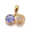 Brass Micro Pave Cubic Zirconia European Dangle Charms ZIRC-E159-01-2