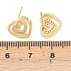 Brass Micro Pave Clear Cubic Zirconia Heart Stud Earrings EJEW-F400-28A-G-5