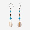 Round Natural & Synthetic Mixed Stone Dangle Earrings EJEW-JE02908-2
