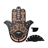 Hamsa Hand Wooden Crystal Sphere Display Stands AJEW-G047-01C-6