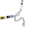 Bohemian Round Glass Seed Beaded Necklaces with Antique Silver Tone Alloy Heart Charms NJEW-JN05216-4
