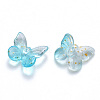 Two Tone Transparent Spray Painted Glass Charms X-GLAA-T016-22B-2