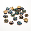 Mixed Brass Enamel Bead Caps KK-L124-10G-RS-1