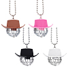 AHADERMAKER 4Pcs 4 Colors Plastic Cap with Glass Disco Ball Pendant Necklace with Iron Ball Chains NJEW-GA0001-06-1