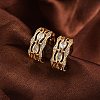 Rack Plating Brass Micro Pave Clear Cubic Zirconia Cuff Earrings for Women EJEW-C125-24G-G-2