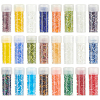 120G 24 Styles Round Hole Glass Bugle Beads SEED-HY0001-22-1
