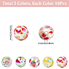 50Pcs 5 Styles Printed Opaque Acrylic Beads MACR-SC0002-38-2
