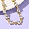 Clear Cubic Zirconia Flat Round & Oval Link Chains Bracelet BJEW-G773-07G-3