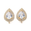 Teardrop Brass Micro Pave Clear Cubic Zirconia Stud Earrings EJEW-Z087-02G-4