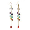 Round Gemstone Dangle Earrings EJEW-TA00473-1