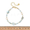 Nuggets Natural Larimar and Potato Pearl Beaded Bracelets BJEW-JB14468-4