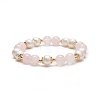 Natural Rose Quartz & Pearl Round Beaded Stretch Bracelet for Women BJEW-JB09246-03-1