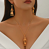 Ethnic Style Brass Cone Tassel Earrings & Necklaces Sets for Women NB2272-4