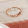 Adjustable Brass Micro Pave Cubic Zirconia Open Cuff Rings for Women EC9353-3-1