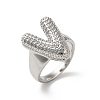 Letter Brass Micro Pave Clear Cubic Zirconia Open Cuff Ring for Women RJEW-N046-03V-P-1