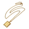 201 Stainless Steel Cable Chain Rectangle with Letter Pendant Necklaces NJEW-M070-01G-O-2