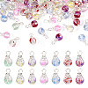 70Pcs 7 Colors Baking Painted Transparent Glass Pendants PALLOY-TA0002-48-1