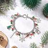 Christmas Series Alloy Enamel Charm Bracelets BJEW-TA00662-1