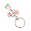 6Pcs Glass Butterfly Flower Keychain KEYC-JKC01111-5