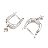Brass Micro Pave Clear Cubic Zirconia Hoop Earring Findings KK-Z158-04P-2