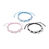 3Pcs 3 Colors Imitated Pearl Acrylic and ABS Plastic Imitation Pearl Beads Braided Bead Bracelets for Women BJEW-JB12082-2