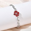 Brass Micro Pave Clear Cubic Zirconia Link Chain Bracelets for Women BJEW-C156-05P-1