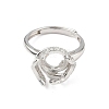 Rhodium Plated 925 Sterling Silver Micro Pave Clear Cubic Zirconia Adjustable Ring Components STER-NH0017-01P-2