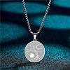 Stainless Steel Viking Moon Sun Tree of Life Flat Round Pendant Box Chain Necklaces PW-WG93B99-01-1