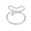 304 Stainless Steel Heart Open Cuff Ring for Women RJEW-C097-05P-3
