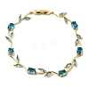 Leaf Brass Micro Pave Cubic Zirconia Link Chain Bracelets for Women BJEW-D455-01G-6