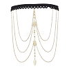 Brass Layered Leaf Tassel Thigh Leg Chains AJEW-AN00656-5