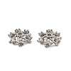 Brass Micro Pave Clear Cubic Zirconia Bead Caps KK-K374-24P-1