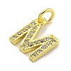 Letter Brass Micro Pave Clear Cubic Zirconia Pendants KK-K354-06G-M-2