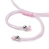 Curved Rectangle Natural Rose Quartz Adjustable Nylon Cord Braided Bead Bracelets for Women Men BJEW-JB10280-01-3