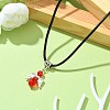 Angel Shape Alloy with Glass Pendant Necklaces NJEW-JN04560-05-2