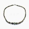 Natural Green Opal Graduated Beads Necklaces and Bracelets Jewelry Sets SJEW-L132-04-2