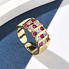 Brass Micro Pave Cubic Zirconia Cuff Open Rings RJEW-C158-04G-3